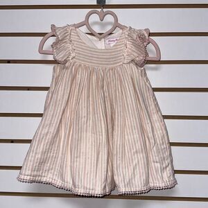 Tommy Bahamas Stripe Pink & metallic gold striped Ruffle dress. Girls 12…